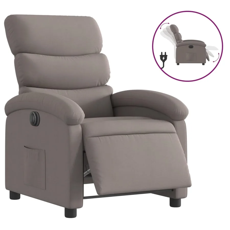 Fauteuil inclinable électrique Taupe Tissu - 2