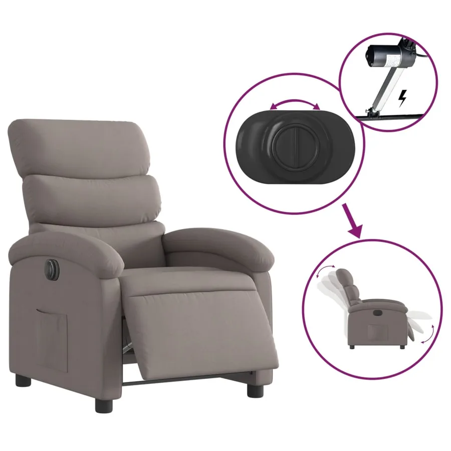 Fauteuil inclinable électrique Taupe Tissu - 6