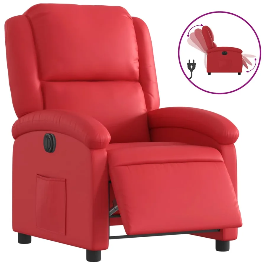 Fauteuil inclinable électrique Rouge Similicuir - 2