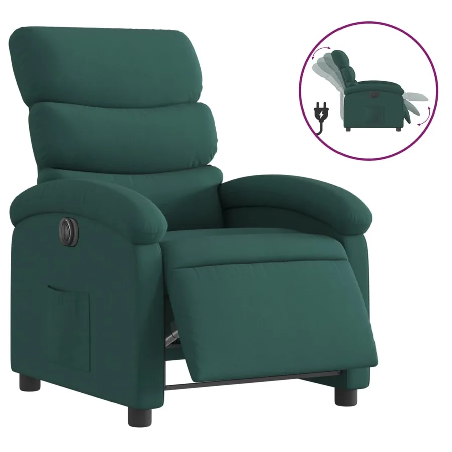 Fauteuil inclinable électrique Vert foncé Tissu - 2