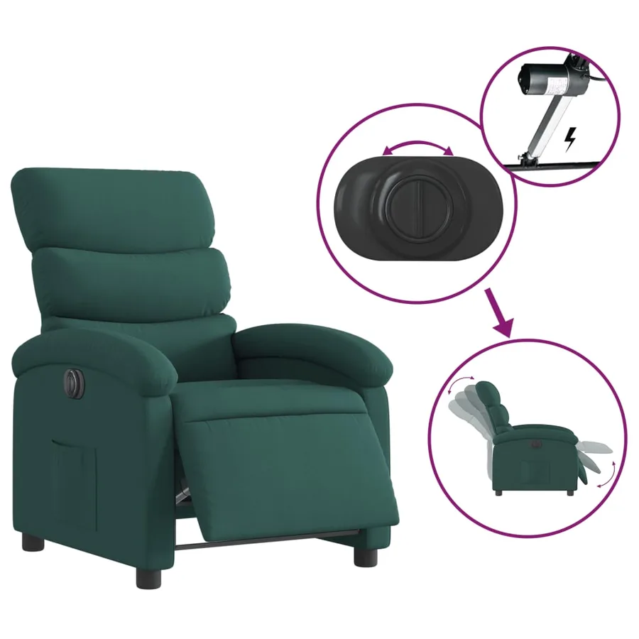 Fauteuil inclinable électrique Vert foncé Tissu - 6