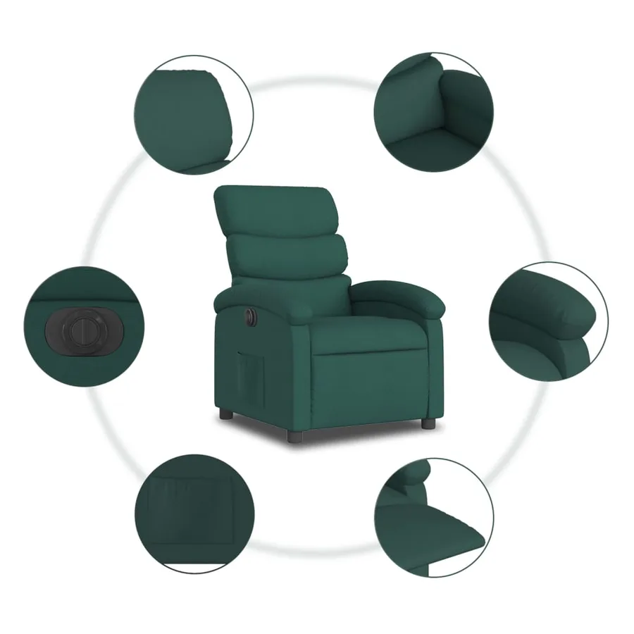 Fauteuil inclinable électrique Vert foncé Tissu - 8