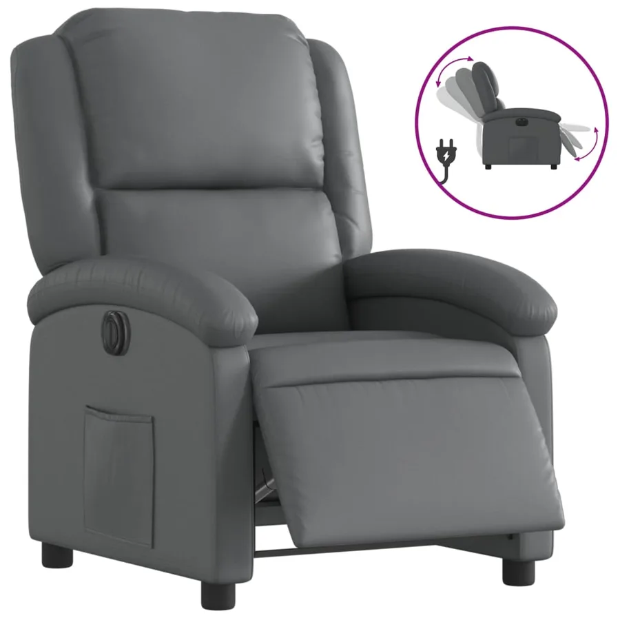 Fauteuil inclinable électrique Gris Similicuir - 2