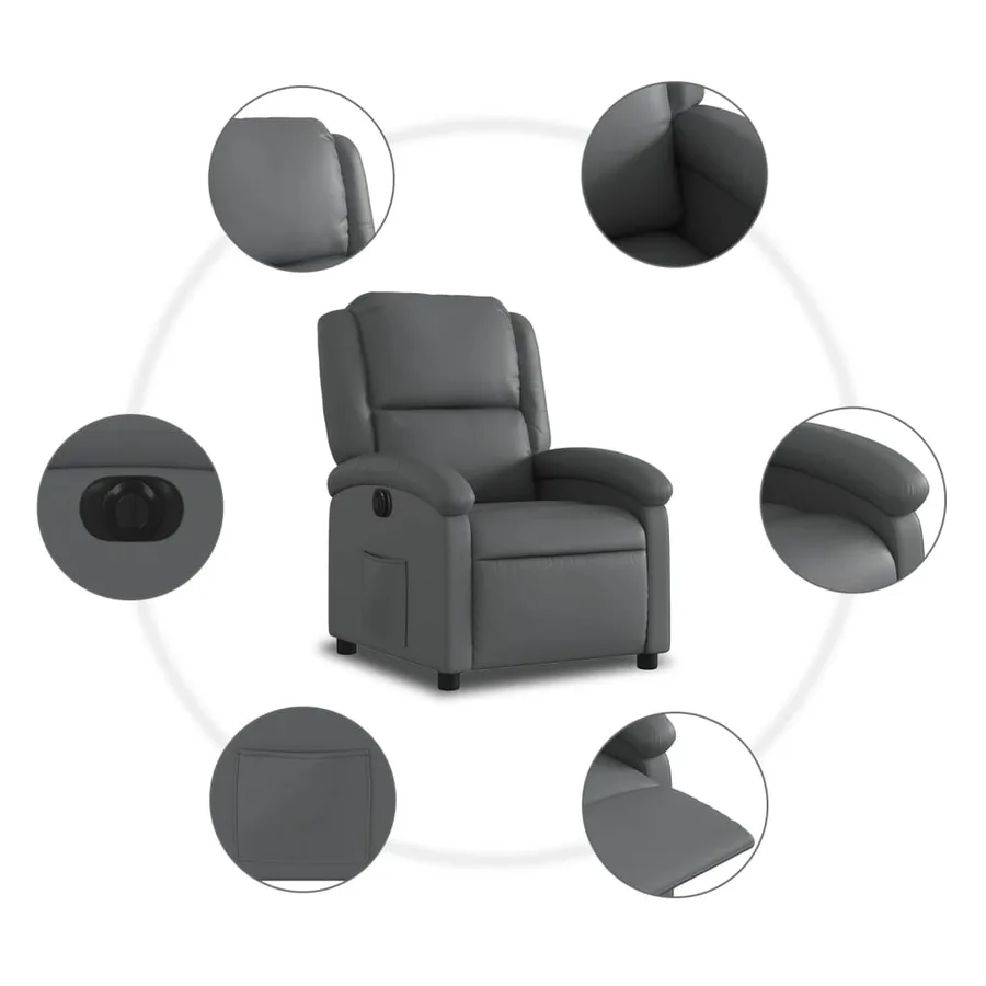 Fauteuil inclinable électrique Gris Similicuir - 8