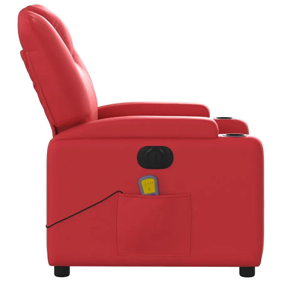 Fauteuil de massage inclinable électrique rouge similicuir - 10