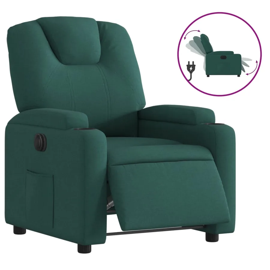 Fauteuil inclinable électrique Vert foncé Tissu - 2