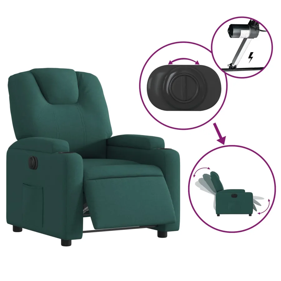 Fauteuil inclinable électrique Vert foncé Tissu - 6