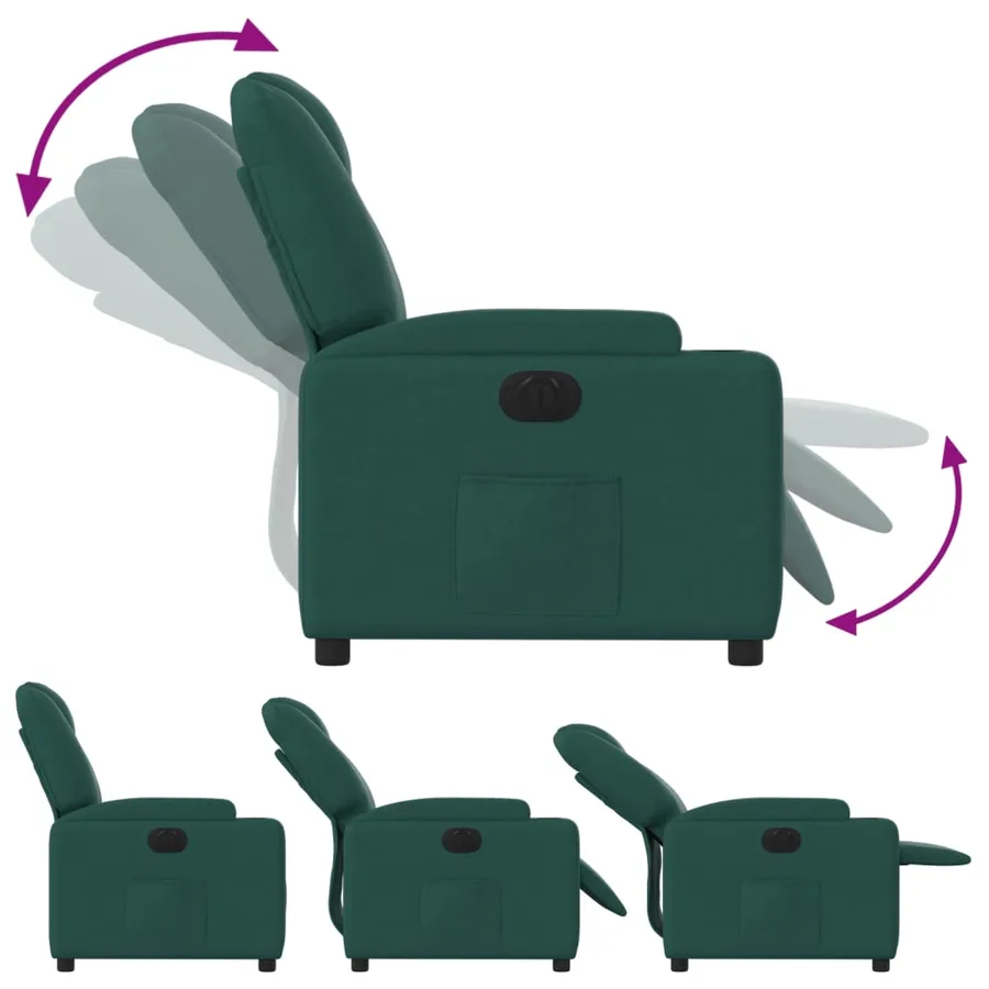 Fauteuil inclinable électrique Vert foncé Tissu - 7
