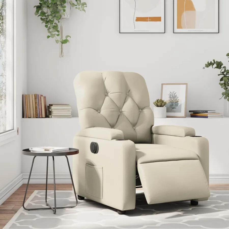 Fauteuil inclinable électrique Crème Similicuir - 16