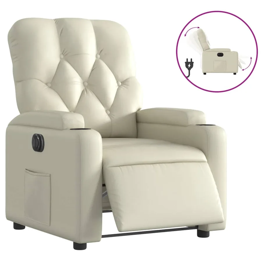 Fauteuil inclinable électrique Crème Similicuir - 2