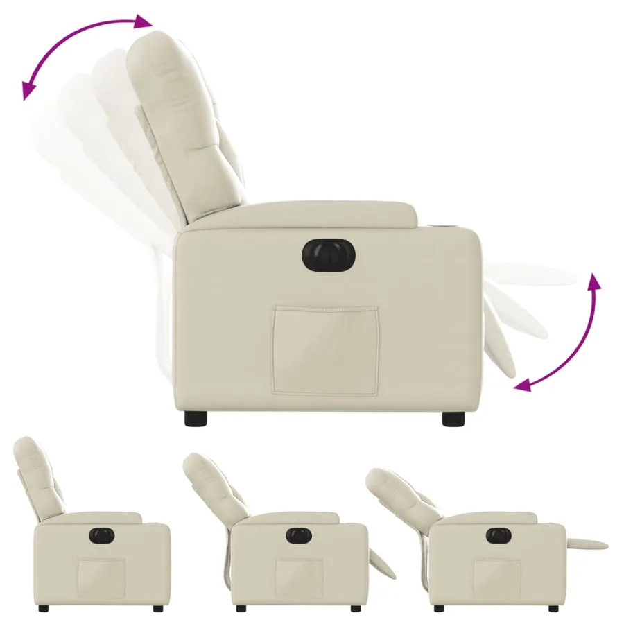 Fauteuil inclinable électrique Crème Similicuir - 7