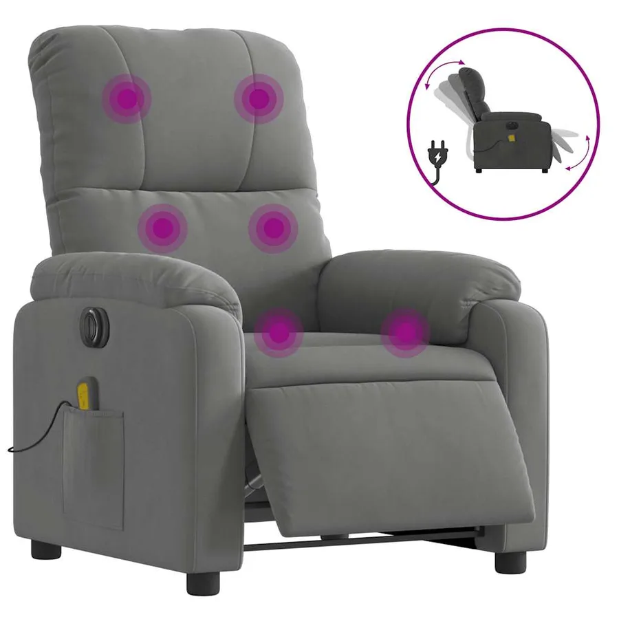 Fauteuil inclinable de massage électrique gris foncé - 2