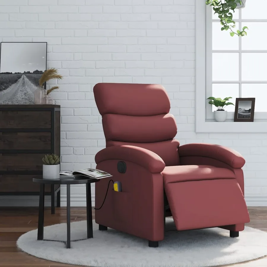 Fauteuil de massage inclinable électrique rouge bordeaux - 16
