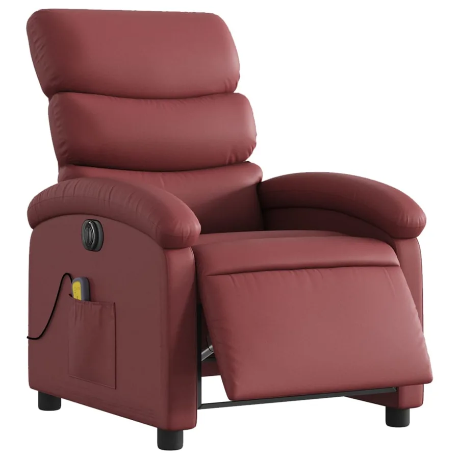 Fauteuil de massage inclinable électrique rouge bordeaux - 3