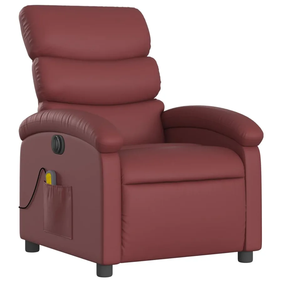 Fauteuil de massage inclinable électrique rouge bordeaux - 4