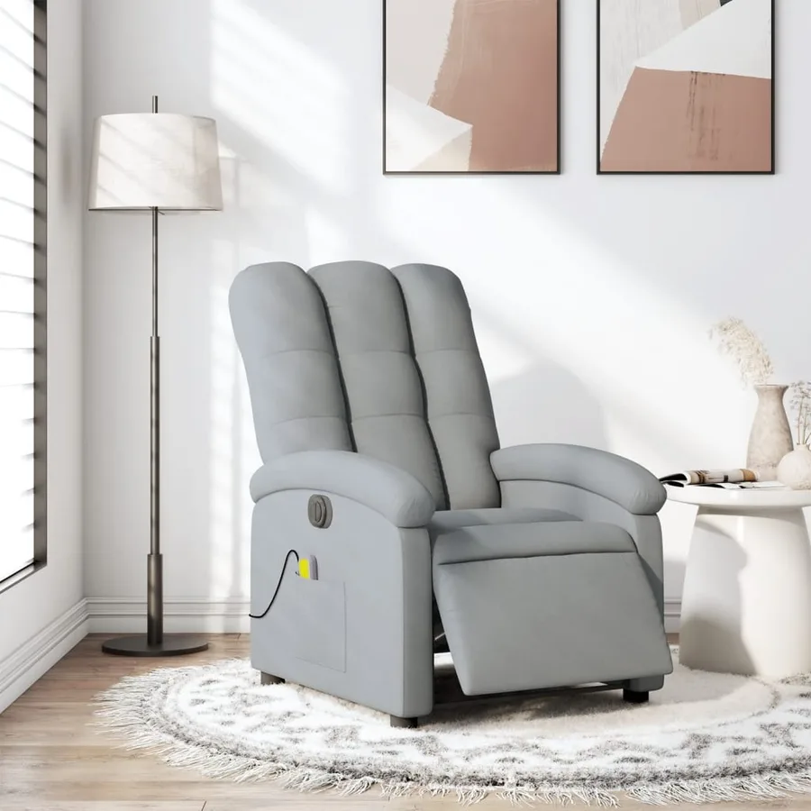Fauteuil de massage inclinable électrique gris clair tissu - 16