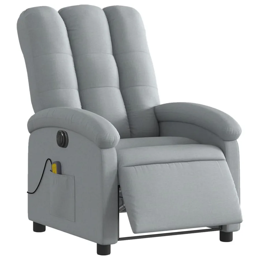 Fauteuil de massage inclinable électrique gris clair tissu - 3