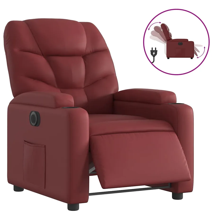 Fauteuil inclinable électrique Rouge bordeaux Similicuir - 2