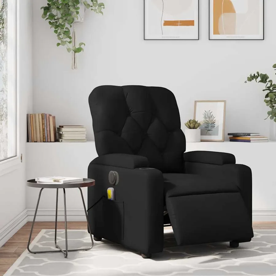 Fauteuil de massage inclinable électrique noir similicuir - 16