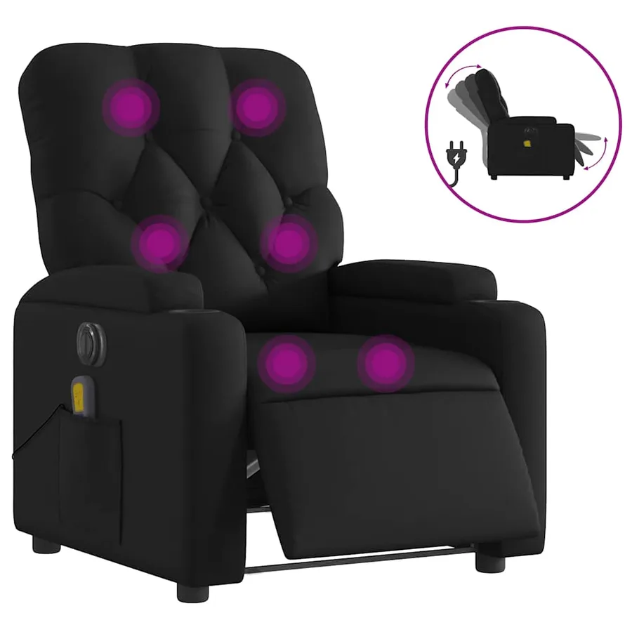 Fauteuil de massage inclinable électrique noir similicuir - 2