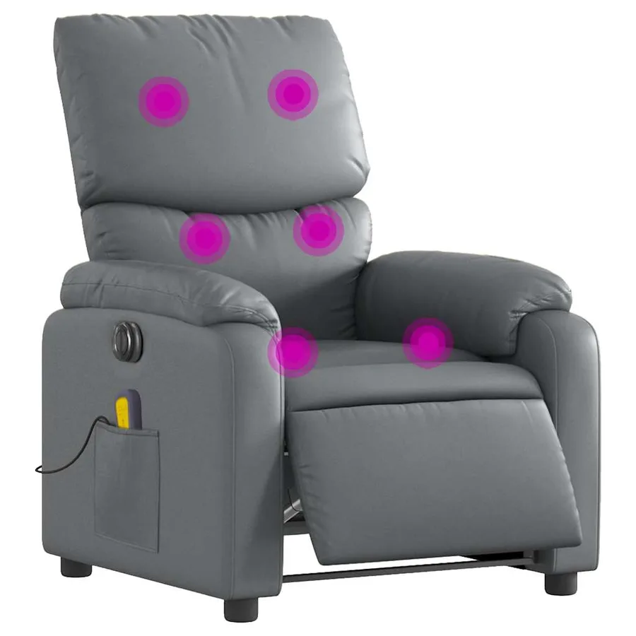 Fauteuil de massage inclinable électrique gris similicuir - 3