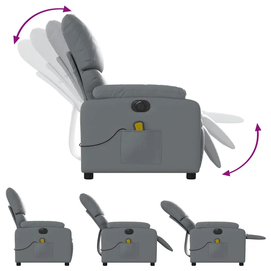 Fauteuil de massage inclinable électrique gris similicuir - 7