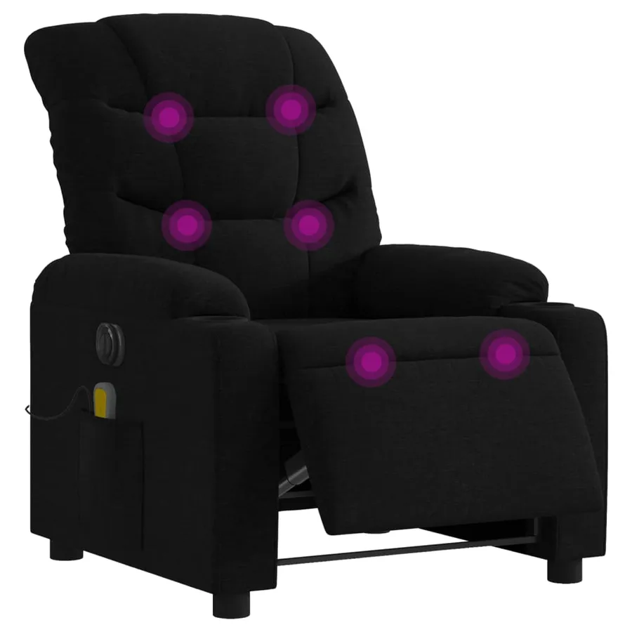 Fauteuil de massage inclinable électrique Noir Tissu - 3