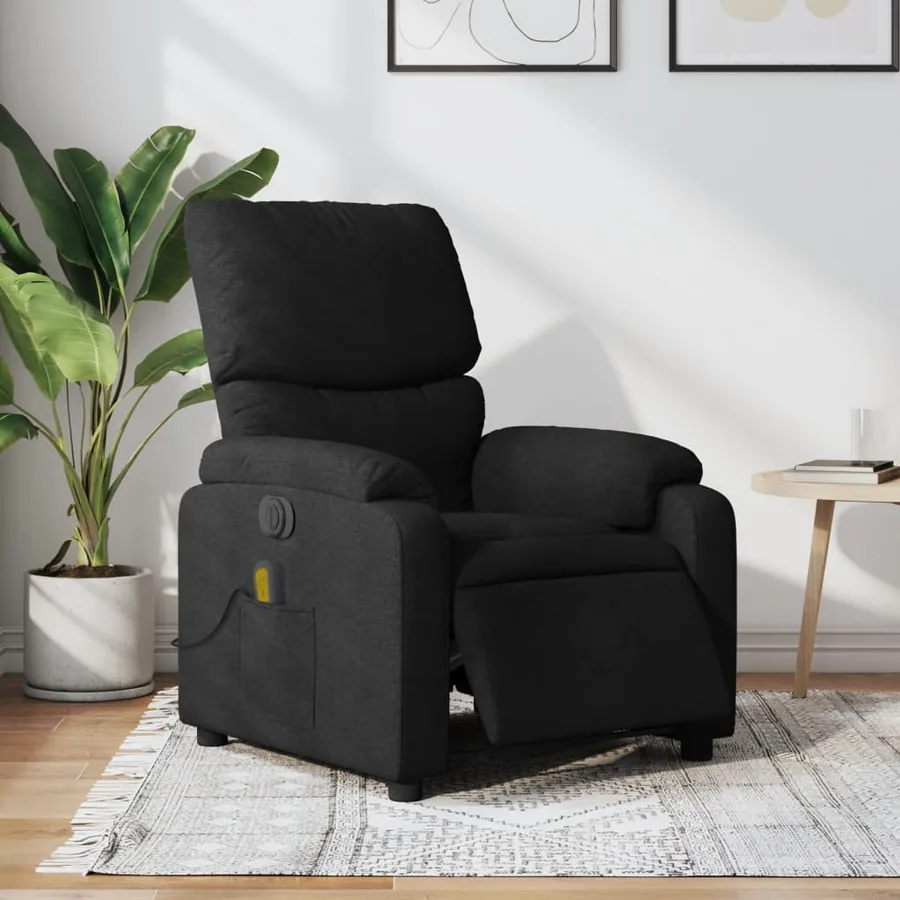Fauteuil de massage inclinable électrique Noir Tissu