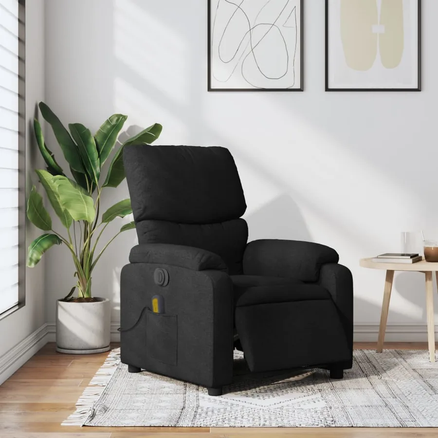 Fauteuil de massage inclinable électrique Noir Tissu - 15