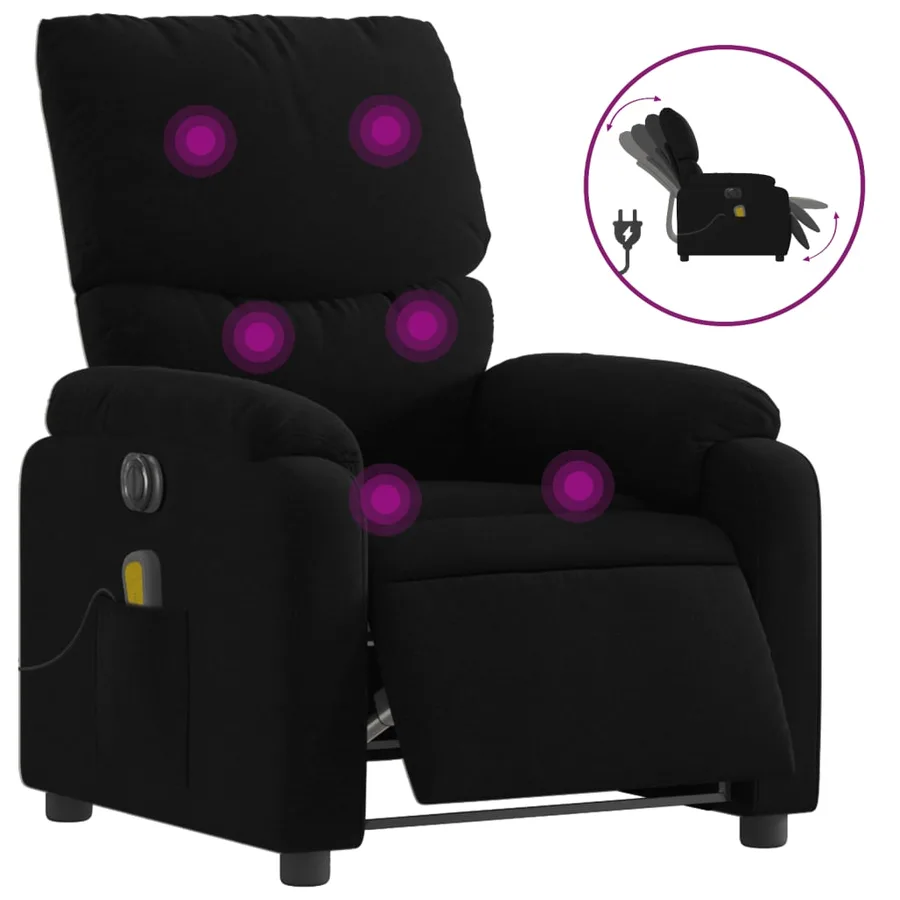 Fauteuil de massage inclinable électrique Noir Tissu - 2