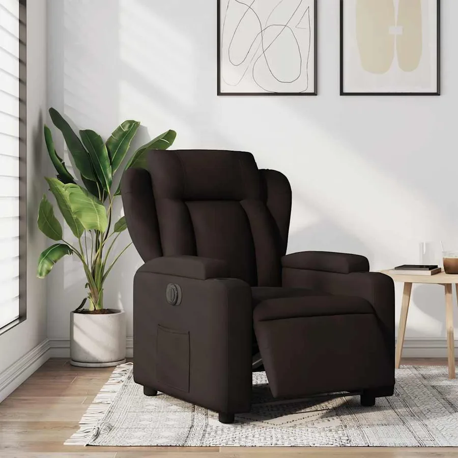 Fauteuil inclinable électrique Marron foncé Tissu - 15