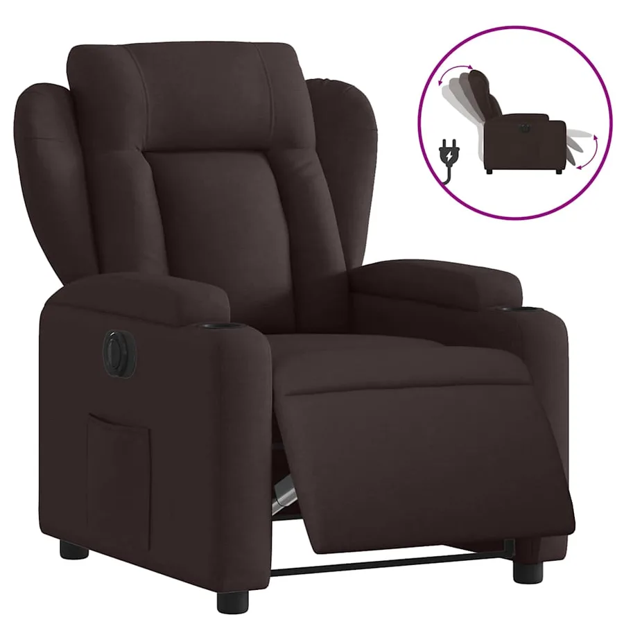 Fauteuil inclinable électrique Marron foncé Tissu - 2