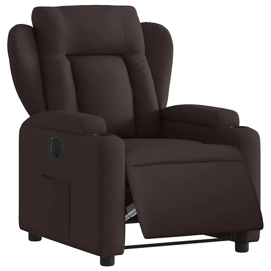 Fauteuil inclinable électrique Marron foncé Tissu - 3