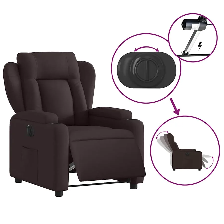 Fauteuil inclinable électrique Marron foncé Tissu - 6