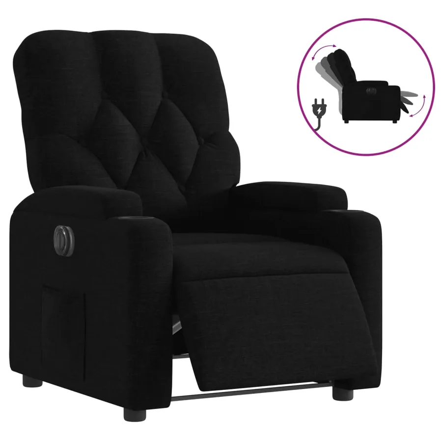 Fauteuil inclinable électrique Noir Tissu - 2