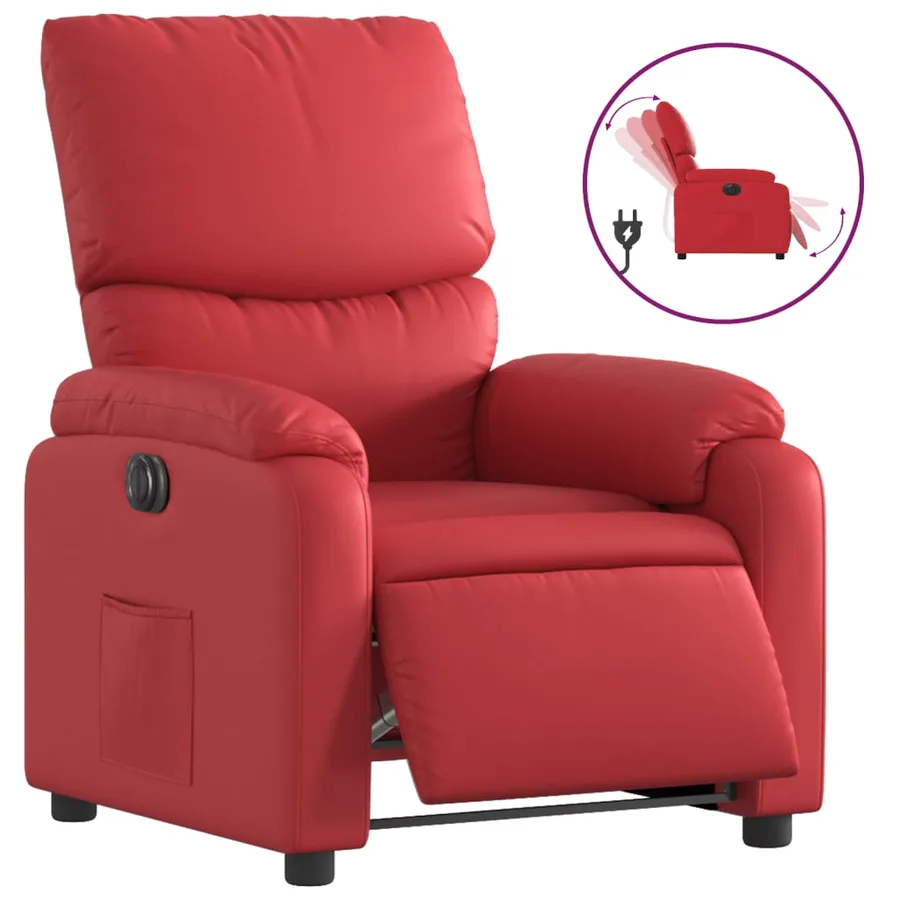 Fauteuil inclinable électrique Rouge Similicuir - 2