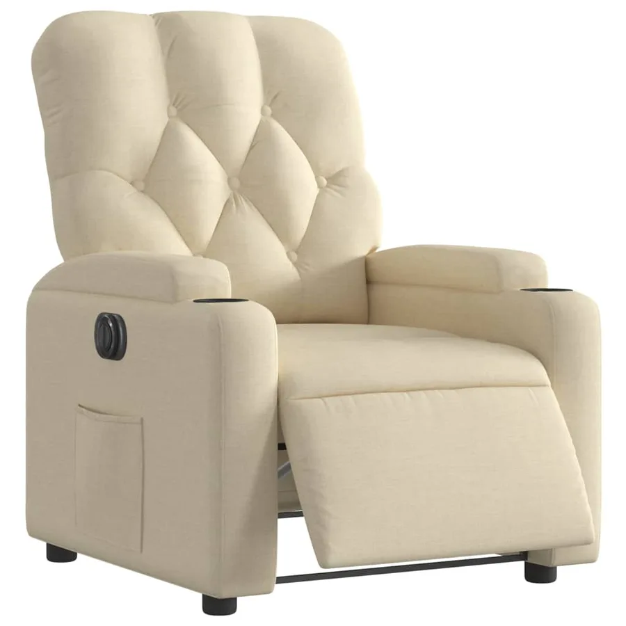 Fauteuil inclinable électrique Crème Tissu - 3