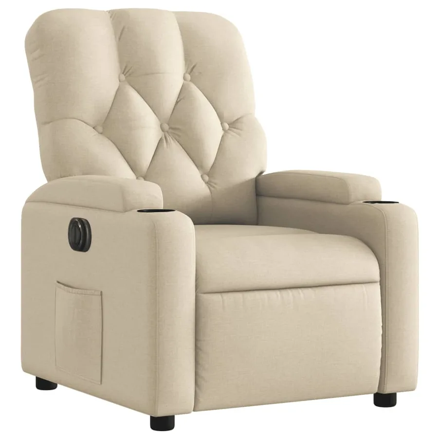 Fauteuil inclinable électrique Crème Tissu - 4