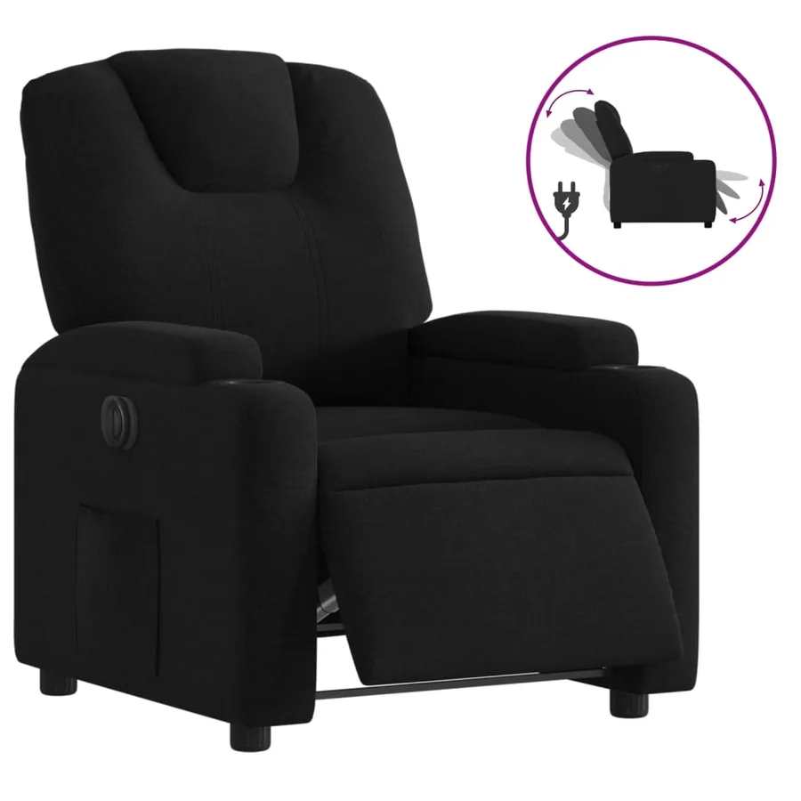 Fauteuil inclinable électrique Noir Tissu - 2