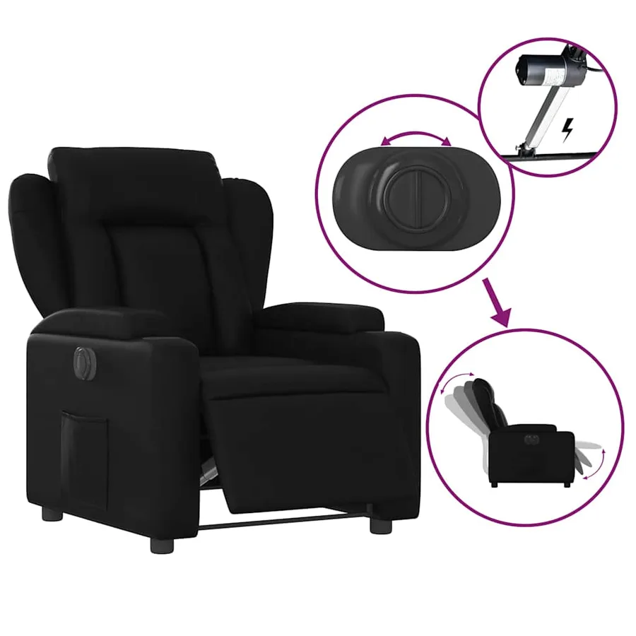Fauteuil inclinable électrique Noir Similicuir - 6