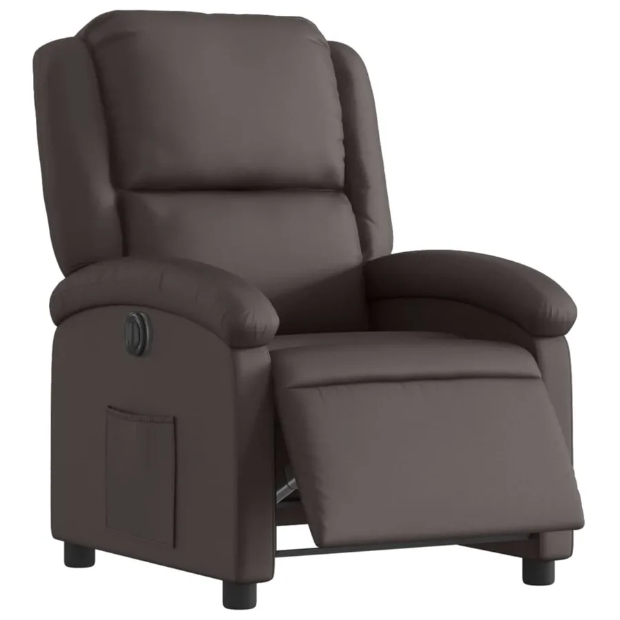 Fauteuil inclinable électrique marron foncé cuir véritable - 3