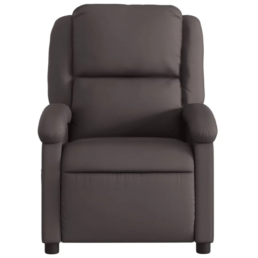 Fauteuil inclinable électrique marron foncé cuir véritable - 9