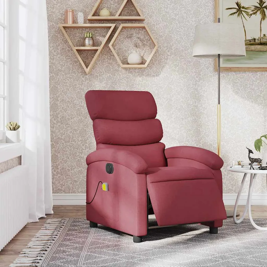 Fauteuil de massage inclinable électrique Rouge bordeaux Tissu - 15