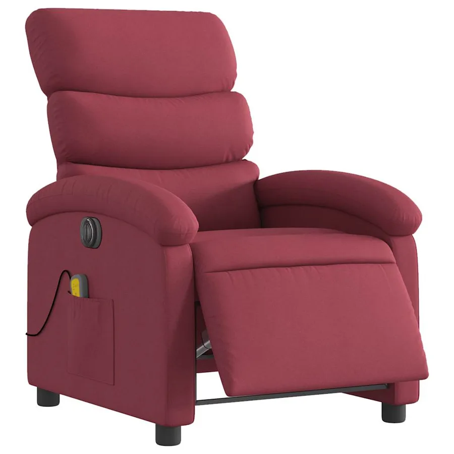 Fauteuil de massage inclinable électrique Rouge bordeaux Tissu - 3