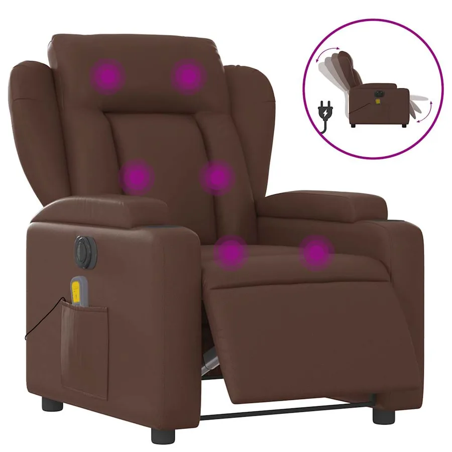Fauteuil de massage inclinable électrique marron similicuir - 2