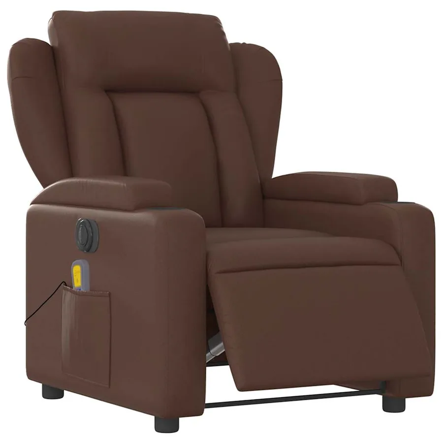Fauteuil de massage inclinable électrique marron similicuir - 3