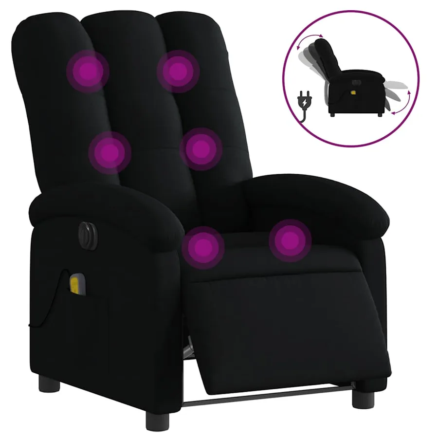 Fauteuil de massage inclinable électrique Noir Tissu - 2