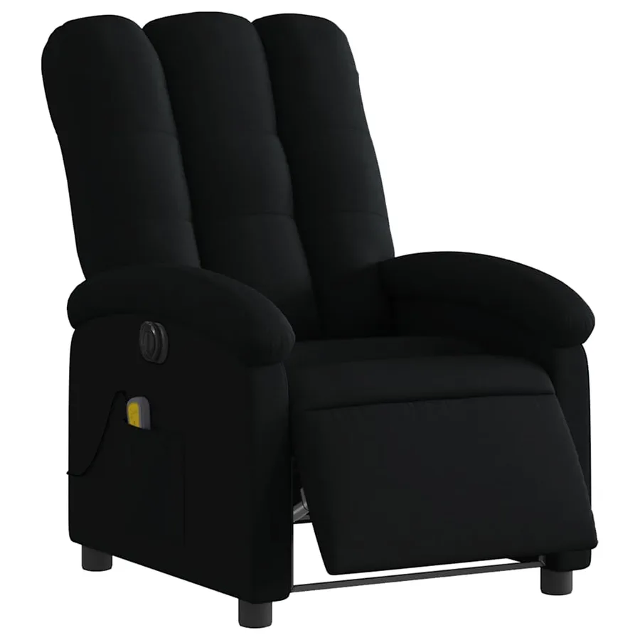Fauteuil de massage inclinable électrique Noir Tissu - 3