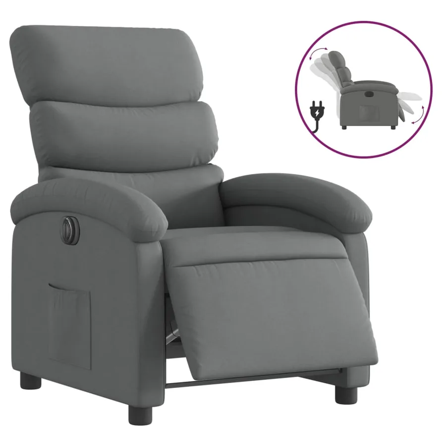 Fauteuil inclinable électrique Gris foncé Tissu - 2