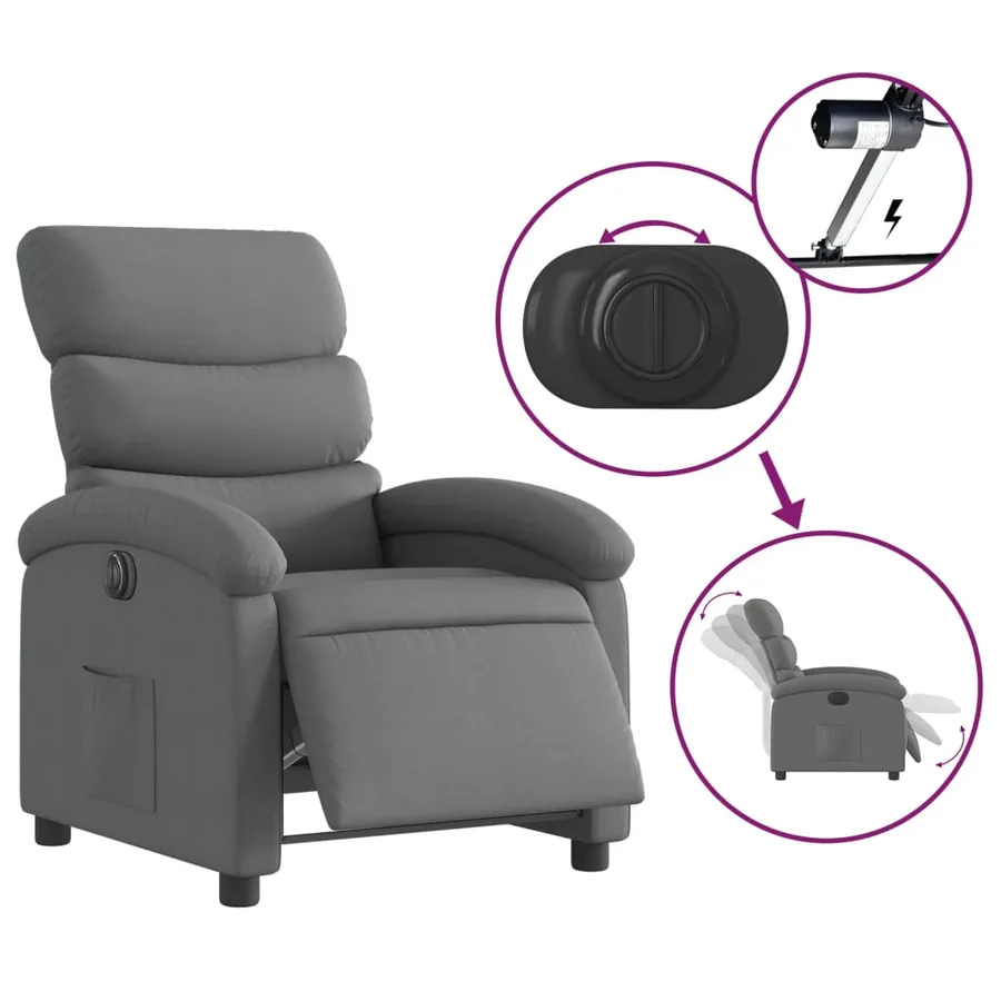 Fauteuil inclinable électrique Gris foncé Tissu - 6